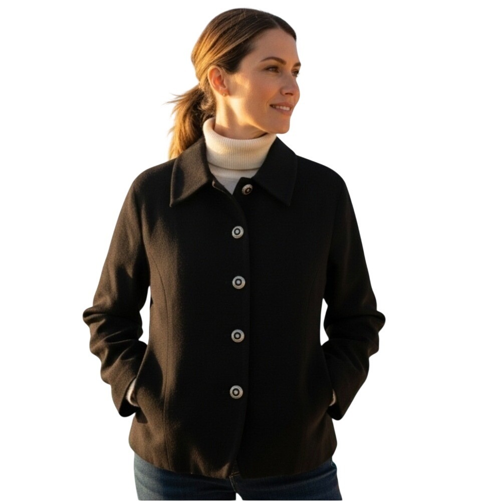Casual Corner‎ 100% Pure Wool Vintage Womens Blazer Jacket Corpcore Black L